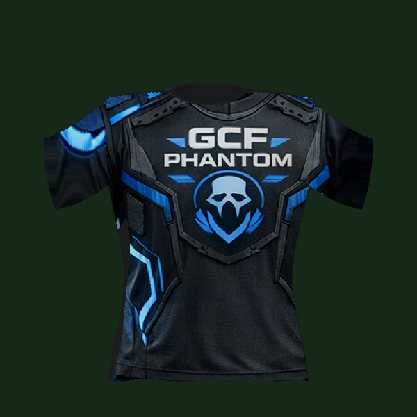 GCF Phantom team jersey, front view of 3D design render.