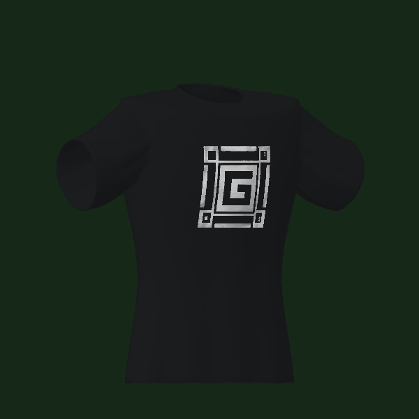UNO GCF World Core tee, three-quarter front view of 3D design render.